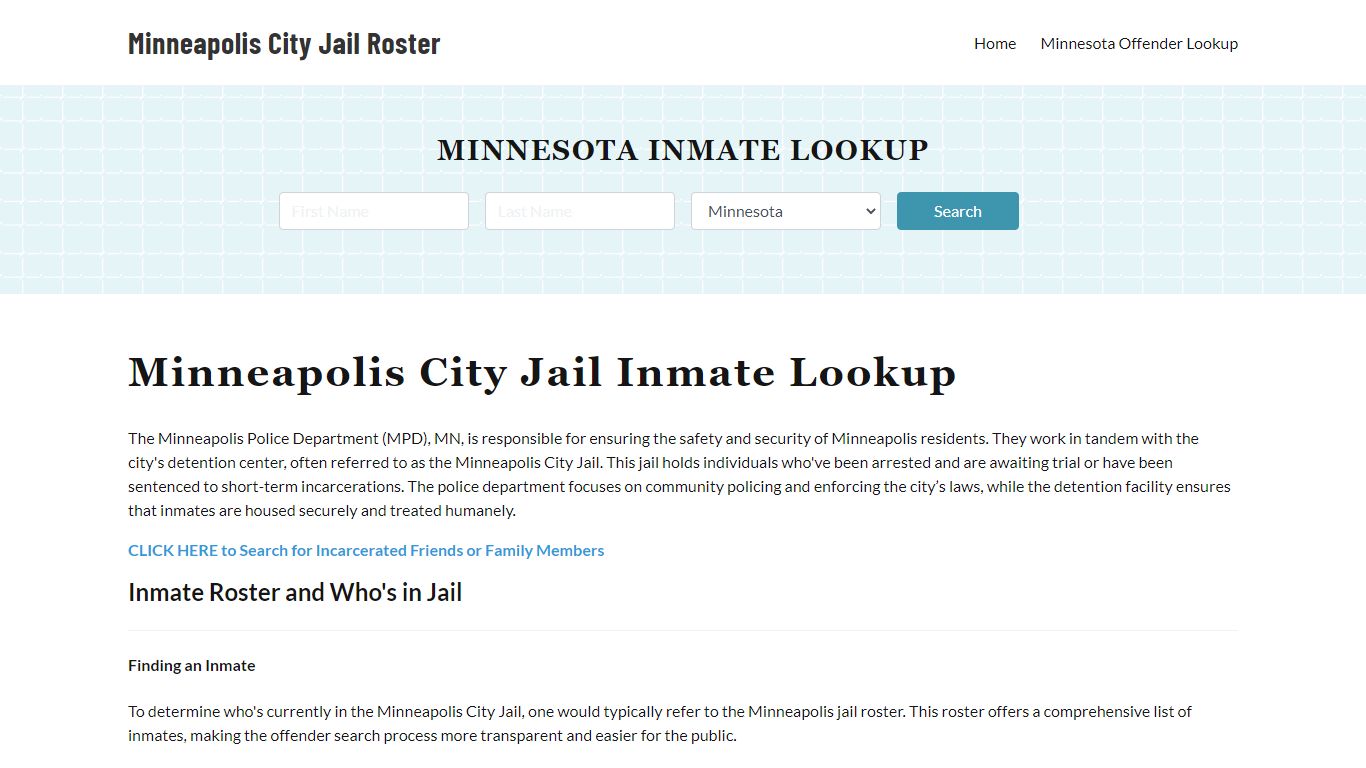 Minneapolis Police Department & City Jail, MN Inmate Roster, Arrests ...